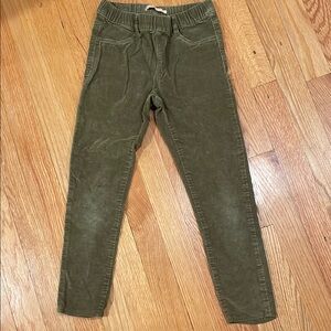 Zara Girls Olive Green Corduroy Pants | Size 8 Straight Leg Stretch